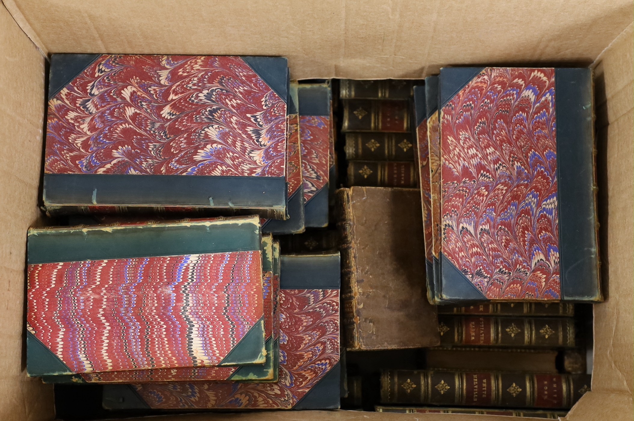 A quantity of various leather bindings, to include Cicero, Arthur L Humphreys, The Works of Tenneyson, and works by G.J. Whyte-Melville etc.